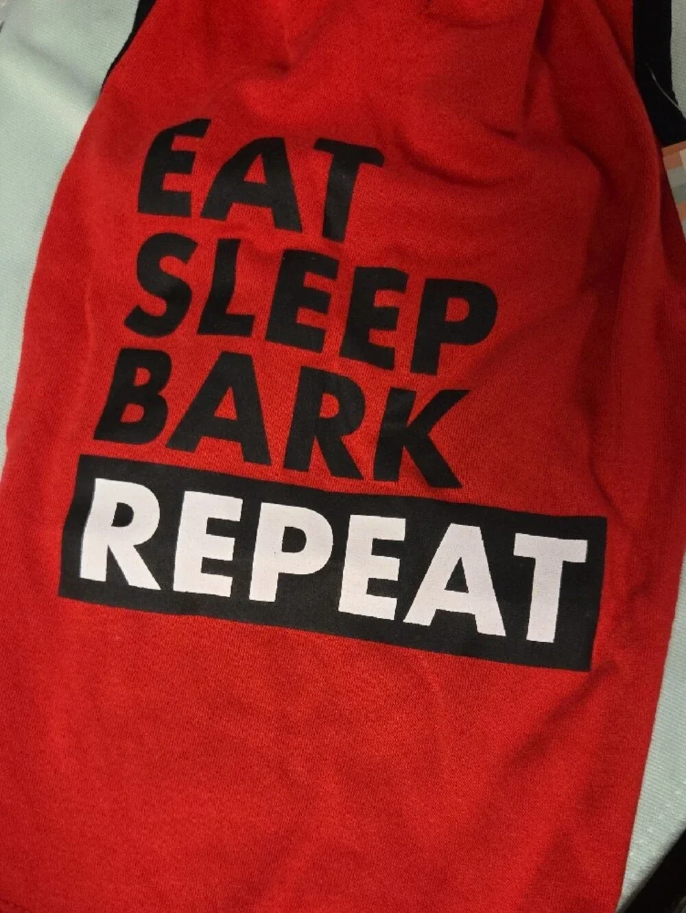 Red 'Eat Sleep Bark Repeat' Dog Hoodie